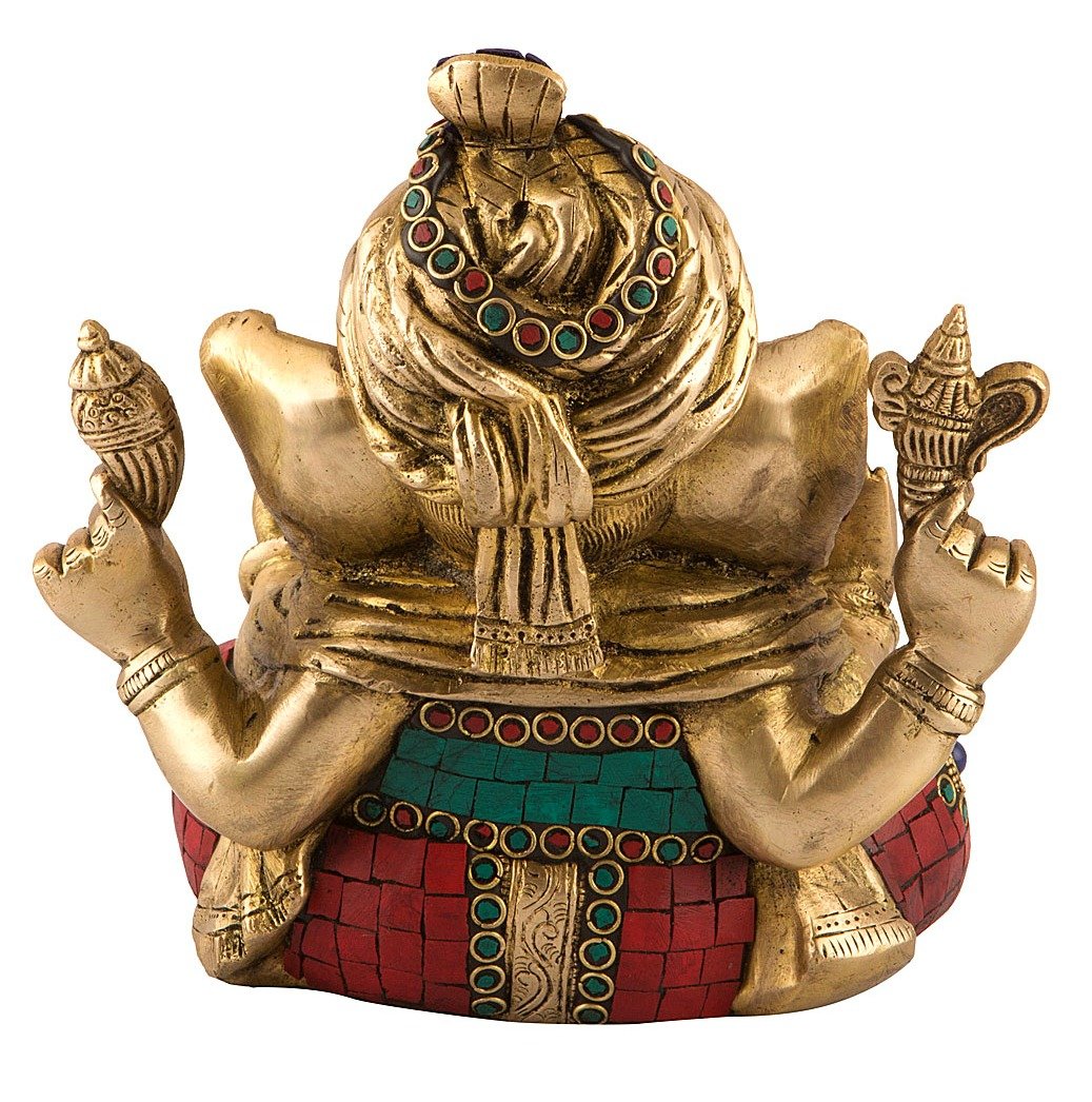 Amazon.co.jp: Ganesh Statue Large真鍮ガネーシャ彫刻withターコイズ